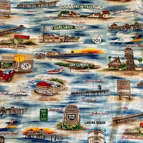 Matt Rider Southern California Print Cotton Button Down Short Sleeve Shirt Large - Picture 6 of 7